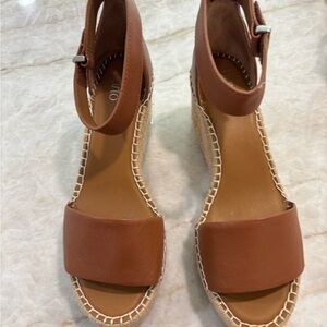 Franco Sarto Tan Leather Espadrille Sandals